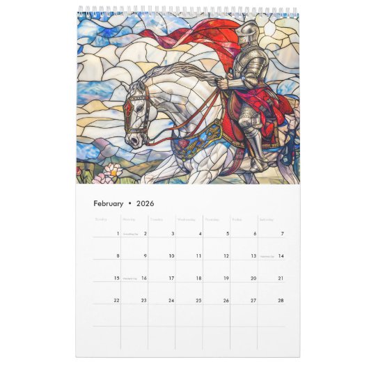 Legends in Glass – Medieval Fantasy Calendar 2026 Kalender (Feb 2026)