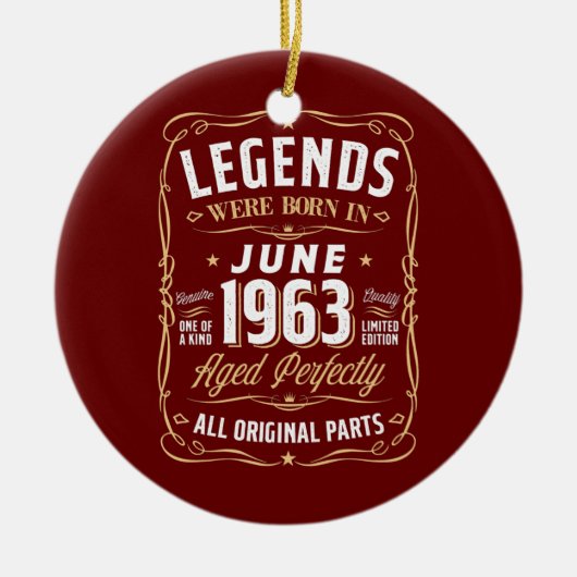 Legends June 1963 Gift 59 Year Old 59th Birthday Keramisch Ornament (Voorkant)