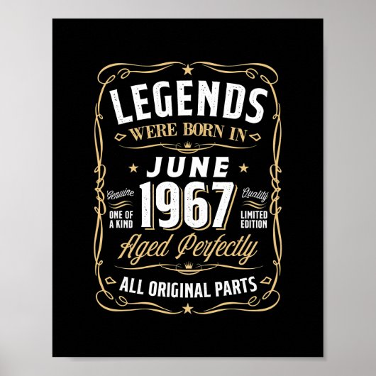 Legends June 1967 Gift 55 Year Old 55th Birthday Poster (Voorkant)
