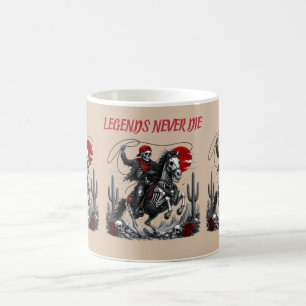 LEGENDS NEVER DIE – Skelet Cowboy op Paard Koffiemok