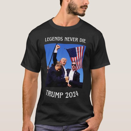 Legends Never Die Trump 2024 Trump Shot shirt (Voorkant)