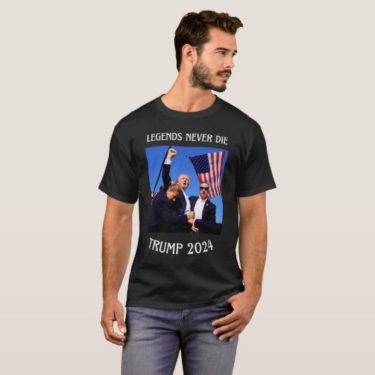 Legends Never Die Trump 2024 Trump Shot shirt (Voorkant volledig)