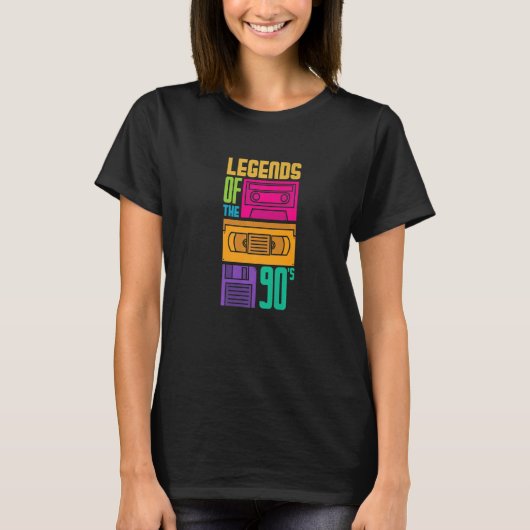 Legends of 90s Cassettebandje Boom Box Floppy Disk T-shirt (Voorkant)