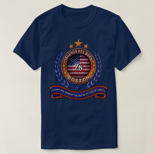Legends of Boston Massachusetts Retro USA Vlag T-shirt (Design voorkant)