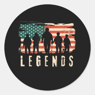 Legends Veteran - Patriottische Amerikaanse vlag U Ronde Sticker