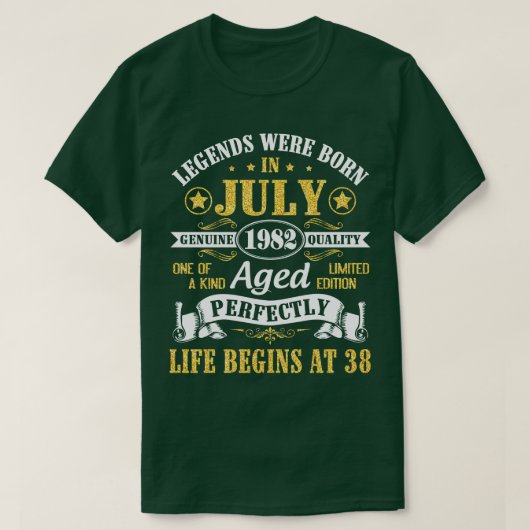 Legends werd geboren in juli 1982 in een echte kwa t-shirt (Design voorkant)