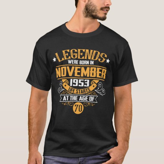 Legends werd geboren in november 1953 t-shirt (Voorkant)