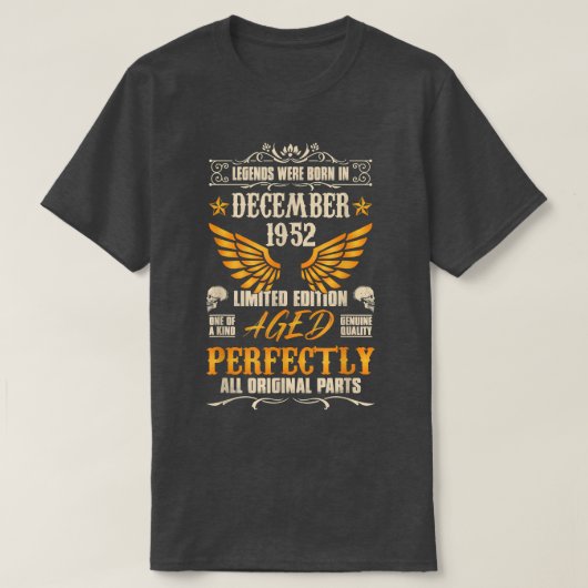 Legends werden geboren in december 1952 - Rock Bik T-shirt (Design voorkant)