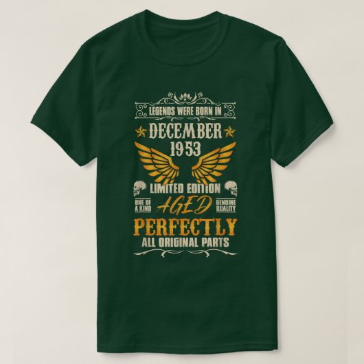 Legends werden geboren in december 1953 - Rock Bik T-shirt (Design voorkant)
