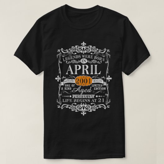 Legends Were Born In April 2001 21th Birthday Gift T-shirt (Design voorkant)