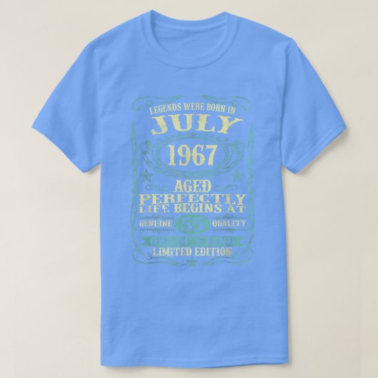 Legends Were Born In July 1967 55 Years Old 55th B T-shirt (Design voorkant)