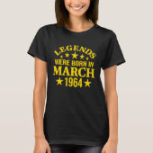 Legends Were Born in March 1964 59th Birthday T-shirt (Voorkant)