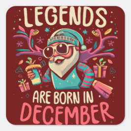 Legends worden geboren in december Verjaardag Gift Vierkante Sticker