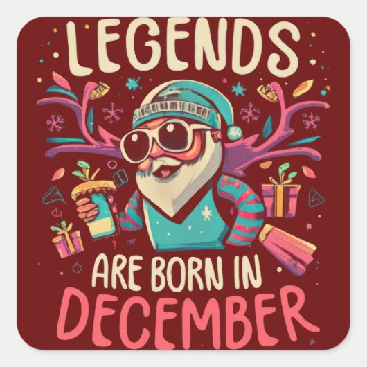 Legends worden geboren in december Verjaardag Gift Vierkante Sticker (Voorkant)