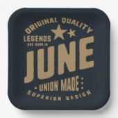 Legends zijn geboren in juni originele kwaliteit papieren bordje (Voorkant)