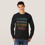 Legends zijn geboren in oktober 1993 Retro Birthda T-shirt (Voorkant volledig)