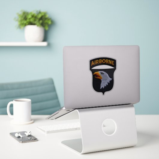 Leger 101e ABN DIV Screaming Eagles Contour Sticker (Laptop op bureau)