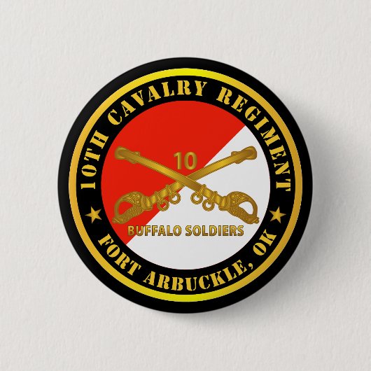 Leger - 10th Cavalry Regiment - Fort Arbuckle, OK  Ronde Button 5,7 Cm (Voorkant)