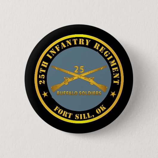 Leger - 25th Infantry Regiment - Fort Sill, OK - B Ronde Button 5,7 Cm (Voorkant)