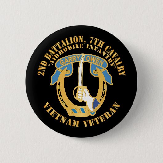 Leger - 2e Bataljon, 7e Cavalerie - Vietnam Vetera Ronde Button 5,7 Cm (Voorkant)