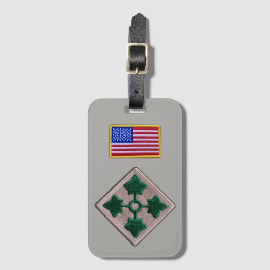 Leger 4e Inf Div Infanteriedivisie veteranen Bagagelabel (Voorkant (verticaal))