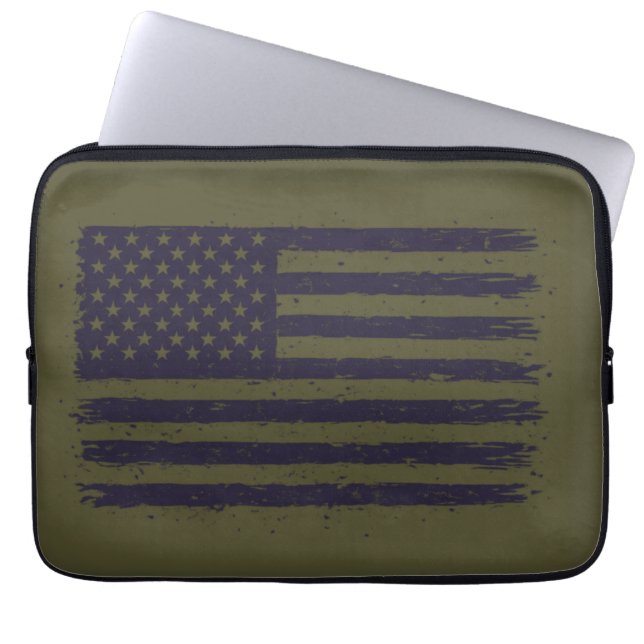 Leger Amerika groen en paars Laptop Sleeve (Voorkant)