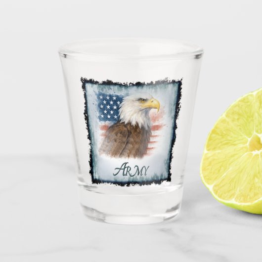 Leger Amerikaanse Vlag & Adelaar Shot Glas (Voorkant)