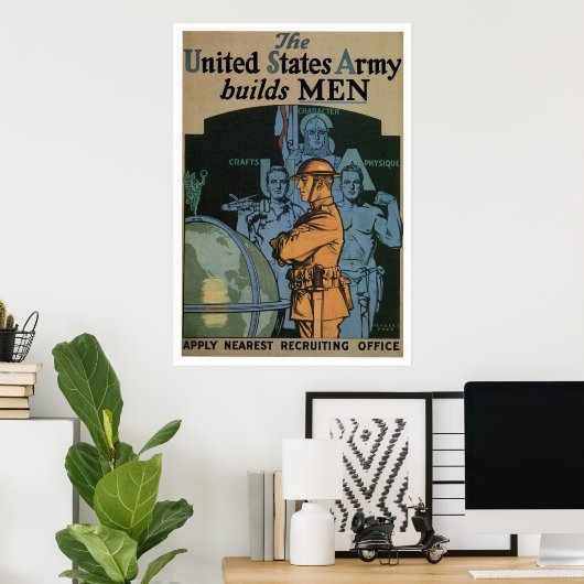 Leger bouwt MANNEN Poster (Thuiskantoor)