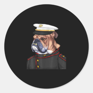 Leger Bulldog Milmed Dog Papa Mam Gift Ronde Sticker