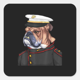 Leger Bulldog Milmed Dog Papa Mam Gift Vierkante Sticker