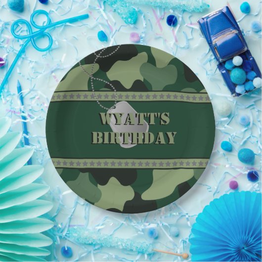 Leger, Camo, Birthday Bord van 9 inch (Feest)