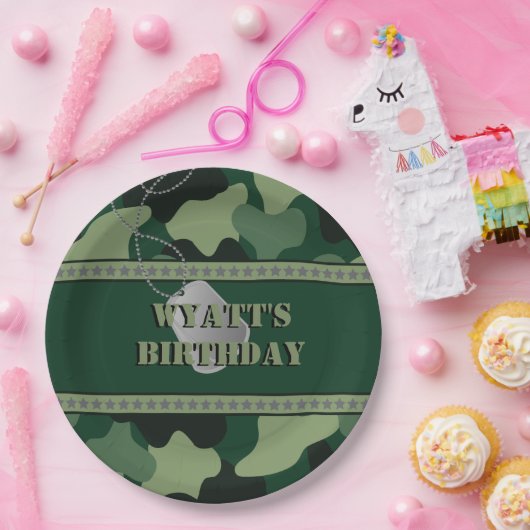 Leger, Camo, Birthday Bord van 9 inch (Feest)