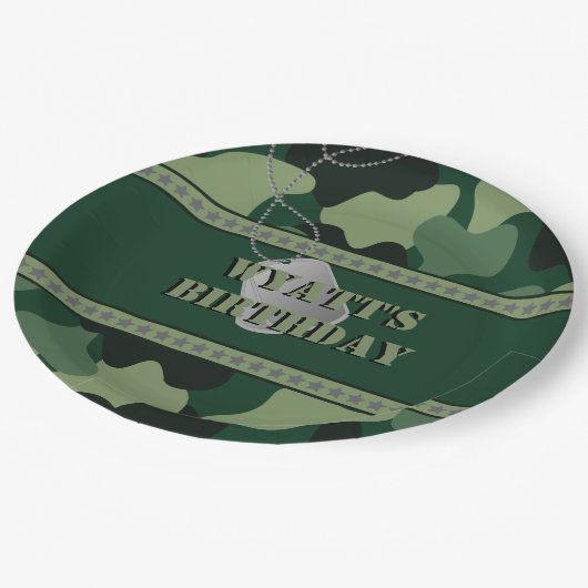 Leger, Camo, Birthday Bord van 9 inch (Gekanteld)