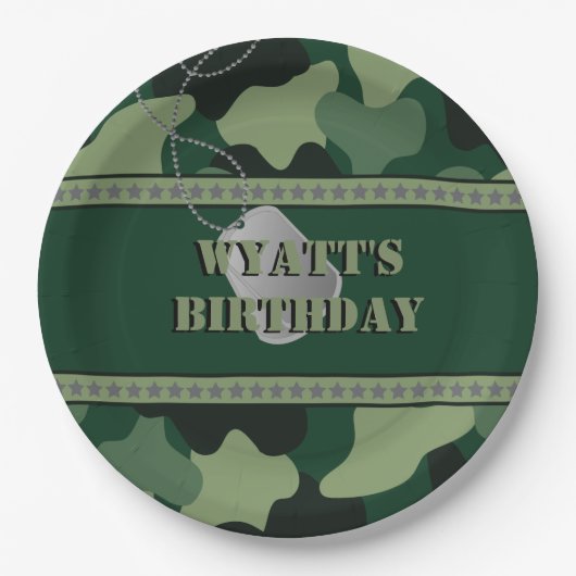 Leger, Camo, Birthday Bord van 9 inch (Voorkant)