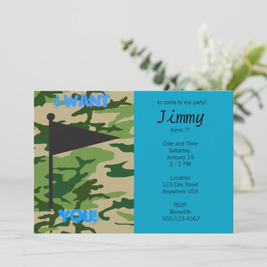 Leger Camo Birthday Kaart (Staand voorkant)