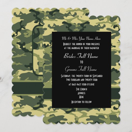 Leger camo redneck bruiloft kaart (Voorkant / Achterkant)