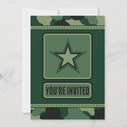 Leger, Camo verjaardag, 5x7 uitnodiging (Achterkant)