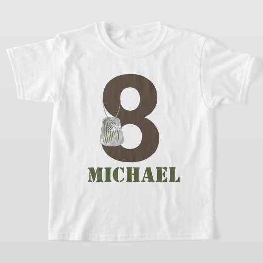 Leger Camo Verjaardagsfeestje T-shirt (Laagn)