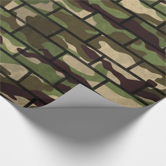 Leger Camouflage bakstenen muur inpakpapier (Hoek)