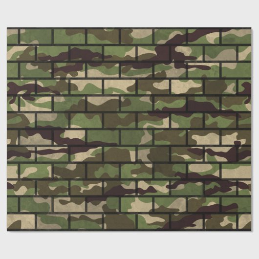 Leger Camouflage bakstenen muur inpakpapier (Vlak)