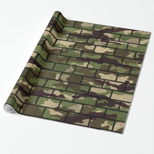 Leger Camouflage bakstenen muur inpakpapier (Uitgerold)