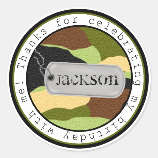 Leger Camouflage Hond Label Stickers (Voorkant)