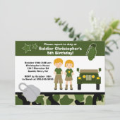 Leger Camouflage Soldaat Kids Birthday Party Kaart (Staand voorkant)