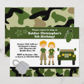 Leger Camouflage Soldaat Kids Birthday Party Kaart (Voorkant / Achterkant)