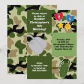 Leger Camouflage Soldaat Kids Birthday Party Kaart (Voorkant / Achterkant)