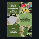 Leger Camouflage Soldaat Kids Birthday Party Kaart<br><div class="desc">Start het leger van je kleine soldaat meteen op met onze camouflage met de uitnodiging van de Birthday Party. Onze uitnodiging van het leger bevat een legergranaat- en hondentag op een groene en beige camouflage achtergrond. Ideaal voor een feestdag op de legerbasis voor een jongens-verjaardag. Volledig aanpasbaar door u met...</div>
