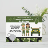 Leger Camouflage Soldaat Kids Birthday Party Kaart (Staand voorkant)