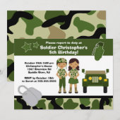 Leger Camouflage Soldaat Kids Birthday Party Kaart (Voorkant / Achterkant)
