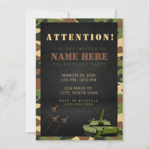 Leger Camouflage Verjaardagsuitnodiging Militair Kaart