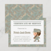 Leger Certificaat van Dienst Dank u Verjaardag Kaart (Voorkant / Achterkant)